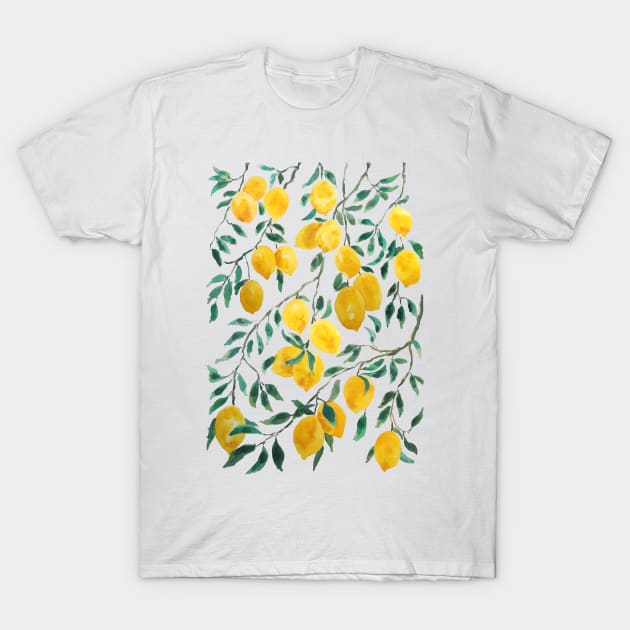 watercolor yellow lemon pattern T-Shirt by colorandcolor